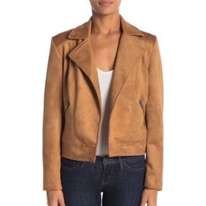 Philosophy Republic Timeless Cognac tan faux suede relaxed fit moto jacket